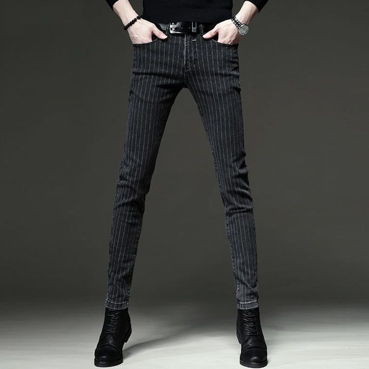 Streetwear Brand Denim - กางเกงยีนส์ลาย2025ผู้ชายอินเทรนด์ฤดูใบไม้ร่วงใหม่Slim-Fitยืดหยุ่นอเนกประสงค์ขนาดเล็กสบายๆStreetwearกางเกงทํางานMan
