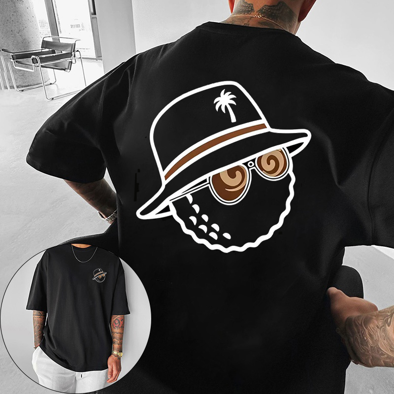 Streetwear Brand Clothing - เสื้อยืดกราฟิกสุดเทรนดี้แบบยูนิเซ็กซ์พร้อมลายพิมพ์หมวกบักเก็ตและแว่นกันแดด เหมาะสำหรับเสื้อยืดสตรีทแวร์ในฤดูร้อนจากแบรนด์สุดฮิต