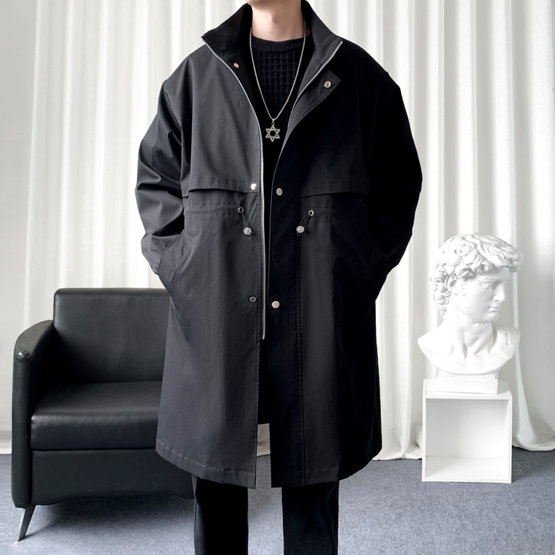 Streetwear Brand Clothing - Trench coat ยี่ห้อใหม่ Trench เสื้อกันหนาวผู้ชายเกาหลีแฟชั่นชายยาว Windbreaker