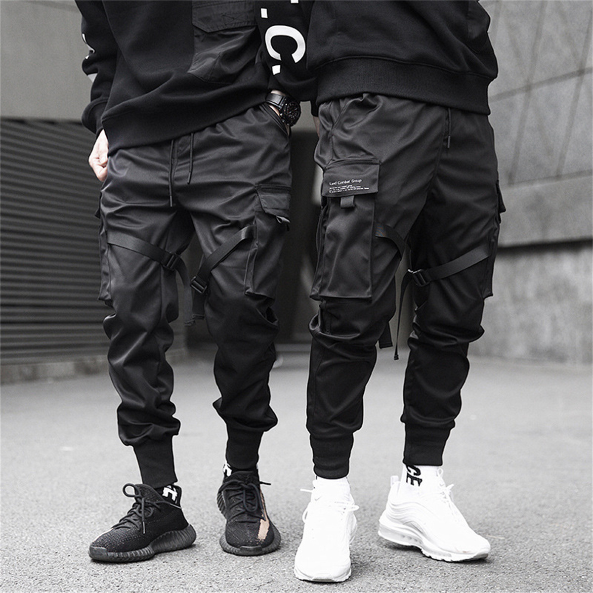 กางเกงคาร์โก้ฮิปฮอปสีดำสำหรับผ - Streetwear Brand Clothing บทวิจารณ์และราคา