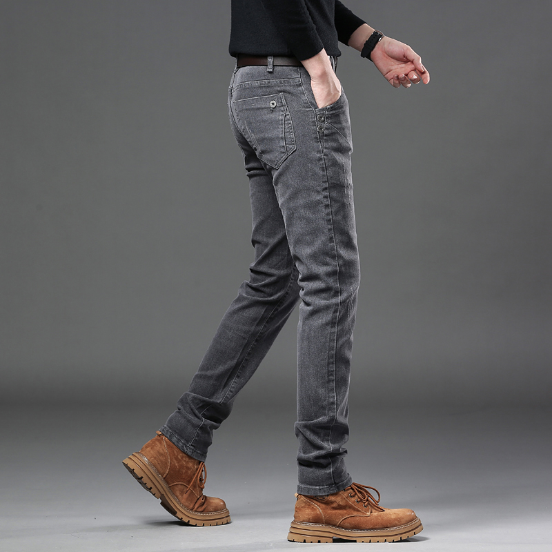 ใหม่สีเทาบริสุทธิ์เกาหลี Slim  - Streetwear Brand Denim บทวิจารณ์และราคา